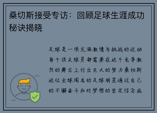 桑切斯接受专访：回顾足球生涯成功秘诀揭晓